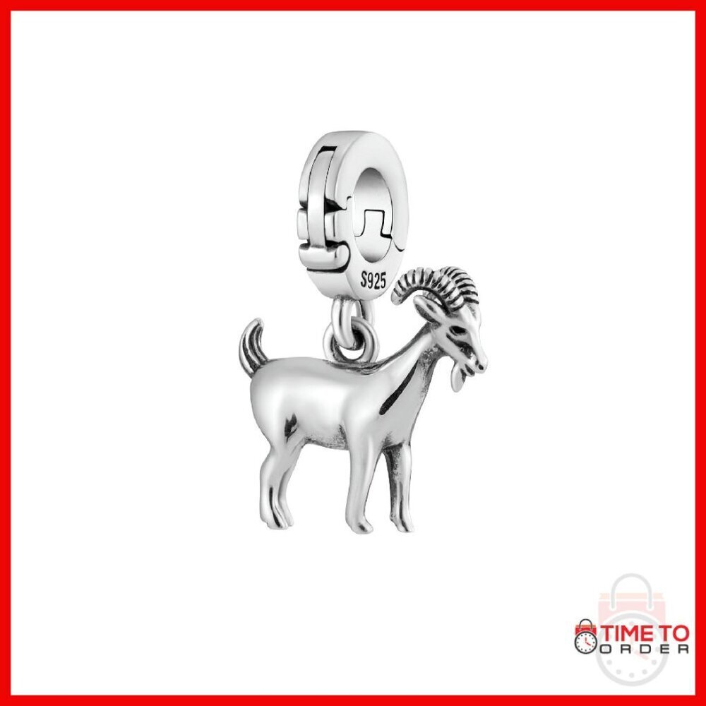 Sterling Silver Goat Charm Pendant for Bracelets Necklaces 4.5mm Hole